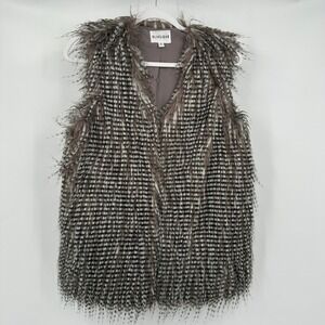 Womens Size XS Faux Fur Vest Boho Festival Shaggy Feather Look Luxe Indie Sleaze
